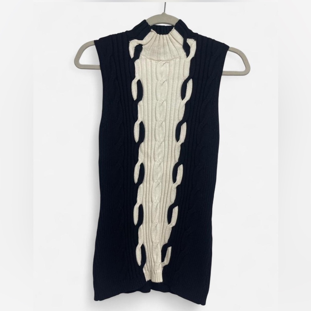 VTG Etcetera Black and White Cowl Neck Sweater
